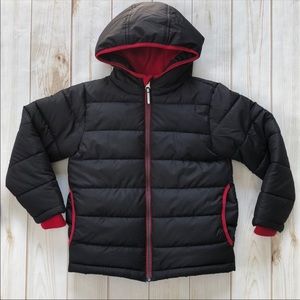 Dark Navy Blue Puffer Jacket w/ Red Lining